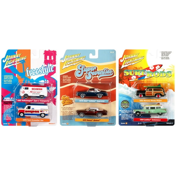 Johnny Lightning "2-Packs" 2023 Set A of 6 pieces Release 2 1/64 Diecast Model Cars by Johnny Lightning