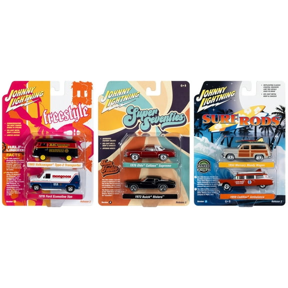 Johnny Lightning "2-Packs" 2023 Set B of 6 pieces Release 2 1/64 Diecast Model Cars by Johnny Lightning