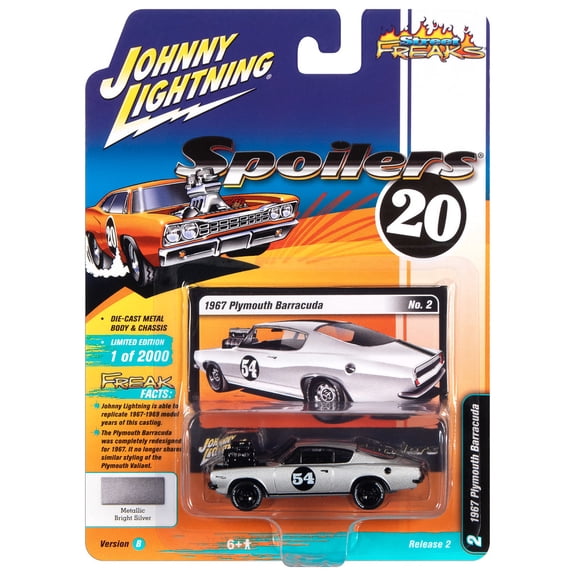 Johnny Lightning Bright Silver 1967 Plymouth Barracuda Car Play Vehicle