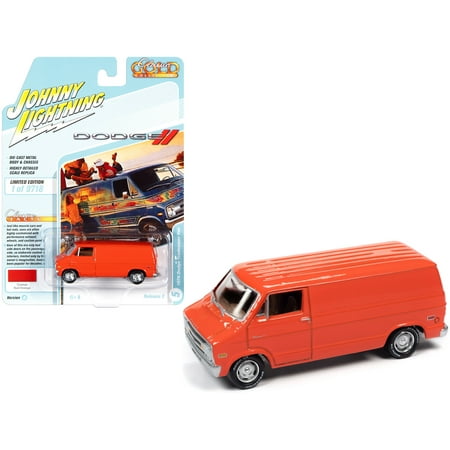 1976 Dodge Tradesman Van Custom Red-Orange Limited Edition to 9718 pieces Worldwide 1/64 Diecast Model Car by Johnny Lightning