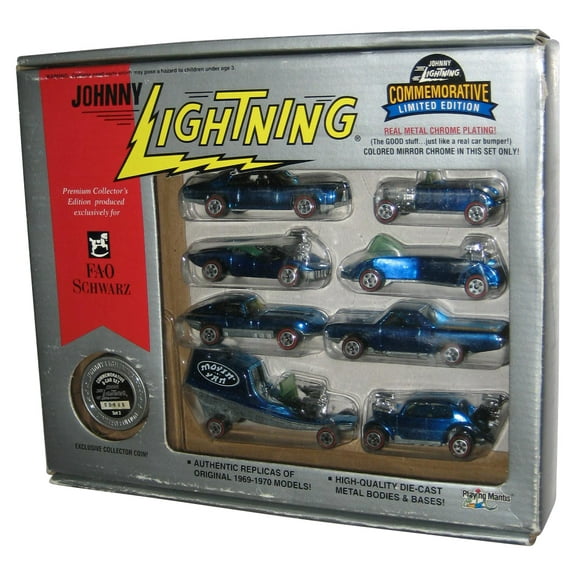 Johnny Lightning FAO Schwartz (1994) Commemorative 8-Pack Blue Car Box Set