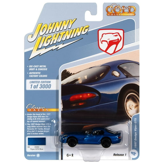 Johnny Lightning JLCG024 Classic Gold VER B 1997 Dodge Viper GTS Viper Blue