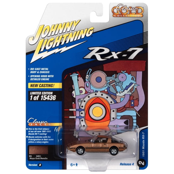 Johnny Lightning JLCG027 Classic Gold VER B 1981 Mazda RX-7 Maya Gold Metallic