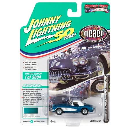 Johnny Lightning JLMC021 Muscle Car VER B 1958 Chevy Corvette Convertible