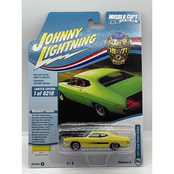 Johnny Lightning JLMC026 Muscle Car VER A 1971 Ford Torino Cobra Yellow