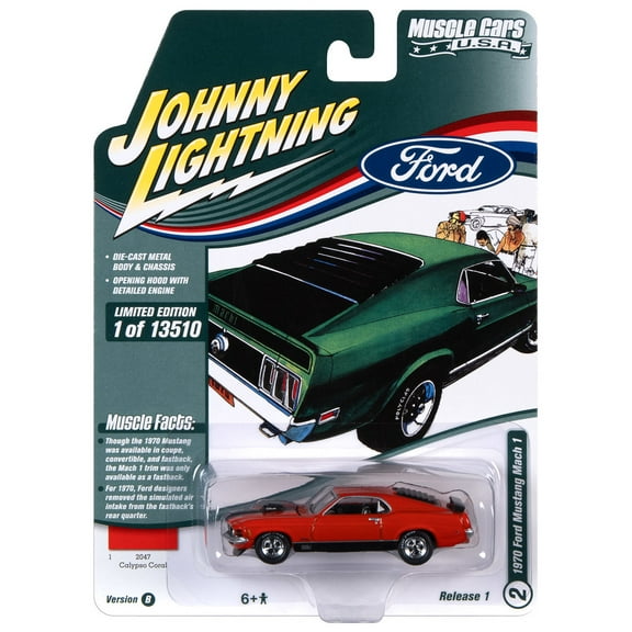 Johnny Lightning JLMC029 Muscle Car VER B 1970 Ford Mustang Mach 1 Coral