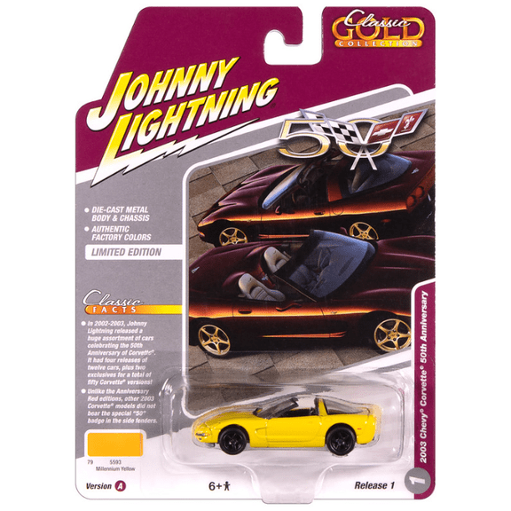 Johnny Lightning Jlcg033 Classic Gold Ver A 2003 Chevy Corvette 50Th Anniversary