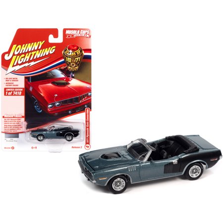 Johnny Lightning Jlmc026 Muscle Car Ver B 1971 Plymouth Cuda Convertible Gray