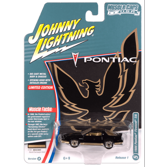 Johnny Lightning Jlmc034 Muscle Car Ver B 1986 Pontiac Firebird Gta Black