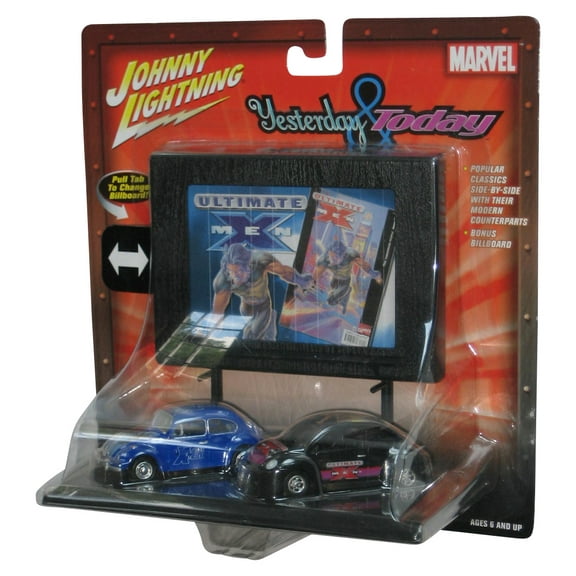 Johnny Lightning Marvel (2022) Ultimate X-Men Yesterday & Today Volkswagen Beetle Toy Car 2-Pack