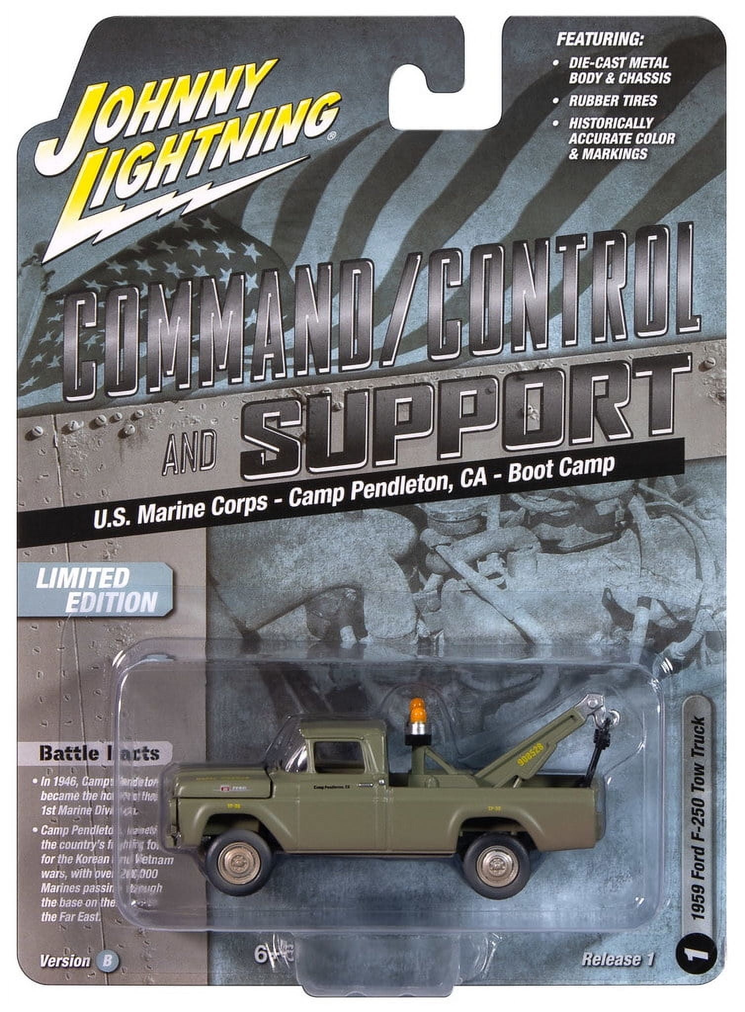 Johnny Lightning Military 1959 Ford F-250 Tow Truck U.S. Marine Corps Ver B