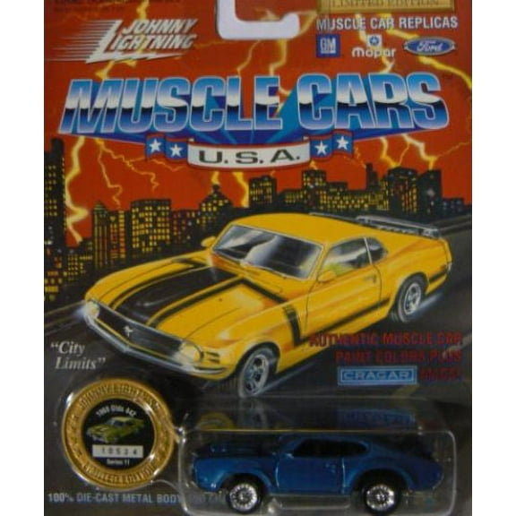 Johnny Lightning Muscle Cars 1/64 Die Cast Replica 1969 Olds 442 Blue