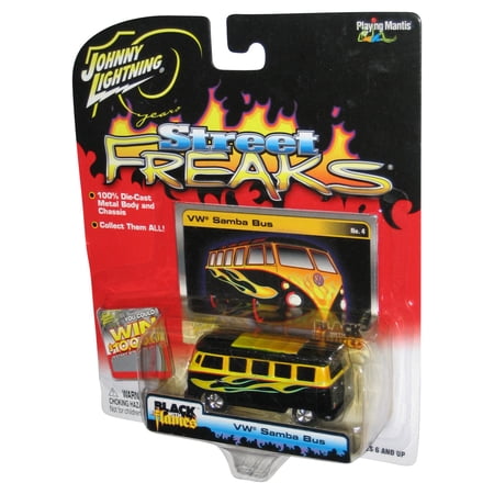 Johnny Lightning Street Freaks (2004) Black & Yellow VW Samba Bus Toy No. 4