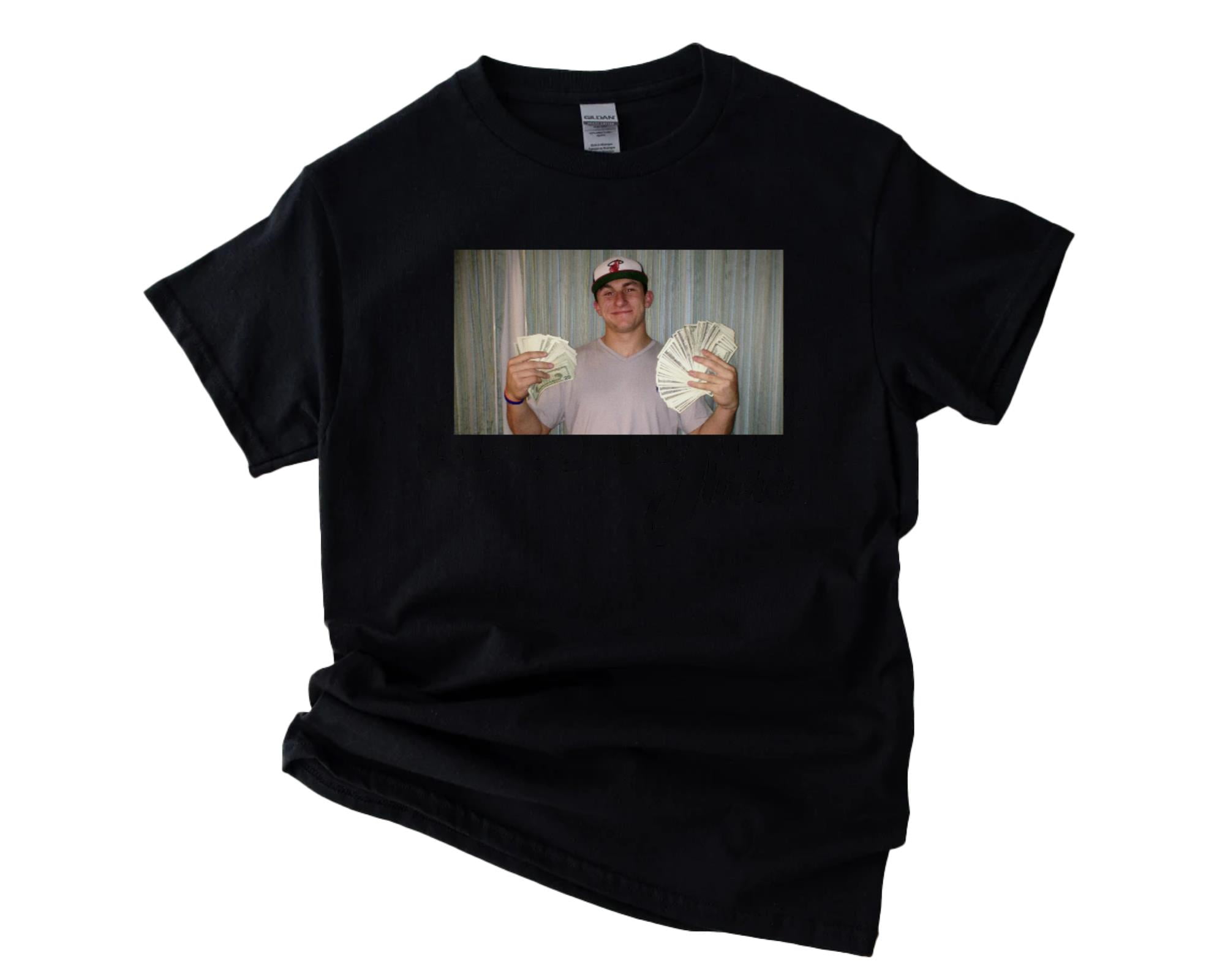 Johnny Manziel with Money The Football Star Fan Graphic Tee Unisex T-Shirt,  up to 5XL, image size:2000x1600