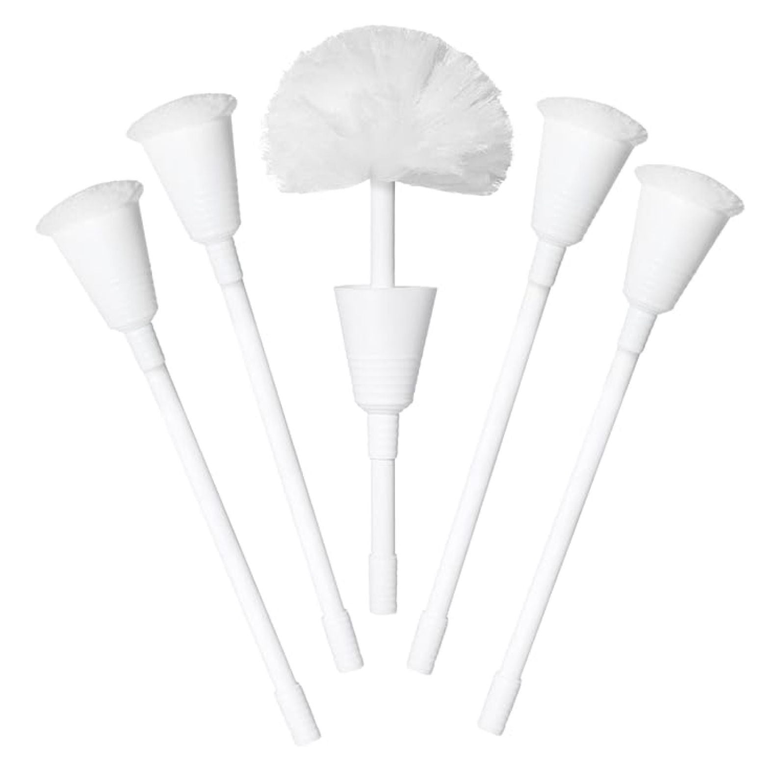 Johnny Mop | Set of 5 Toilet Brushes | 14" Handle to Easily Clean Toilet or Shower | Scratch Free Bowl Swab | Safe to Use with Your Favorite Toilet Bowl Cleaner