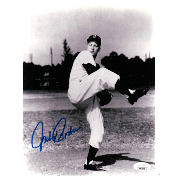 Johnny Podres Signed Autographed 8X10 Photo Brooklyn Dodgers B/W Pitching JSA