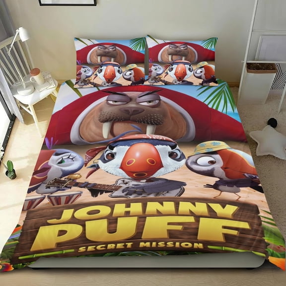 Johnny Puff Themed Bed Sheet Set Three Piece Set 53x79 Inches Comfortable And Skin Friendly Unique Design Creating A Star Studded Night Home Decor Gifts For Family Friends fans