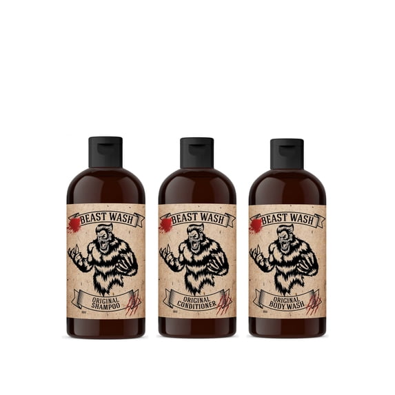Johnny Slicks Beast Shower Set |Samppoo, Conditioner & Body Wash| 3 Piece Set |Original Scent
