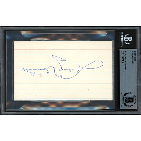 Johnny Unitas Autographed 3x5 Index Card Baltimore Colts Beckett BAS #17607402