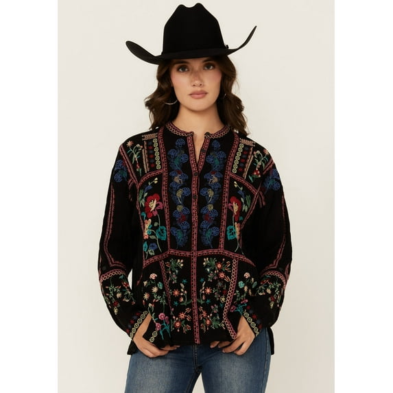Johnny Was Women's Floral Embroidered Long Sleeve Blouse - C11124-3 Medium US