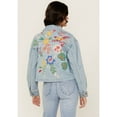 thumbnail image 1 of Johnny Was Women's Light Wash Floral Embroidered Cropped Denim Jacket - W45424-4 Medium  US, 1 of 4