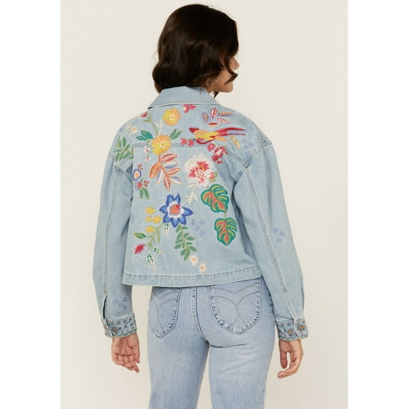 Johnny Was Women's Light Wash Floral Embroidered Cropped Denim Jacket - W45424-4 US