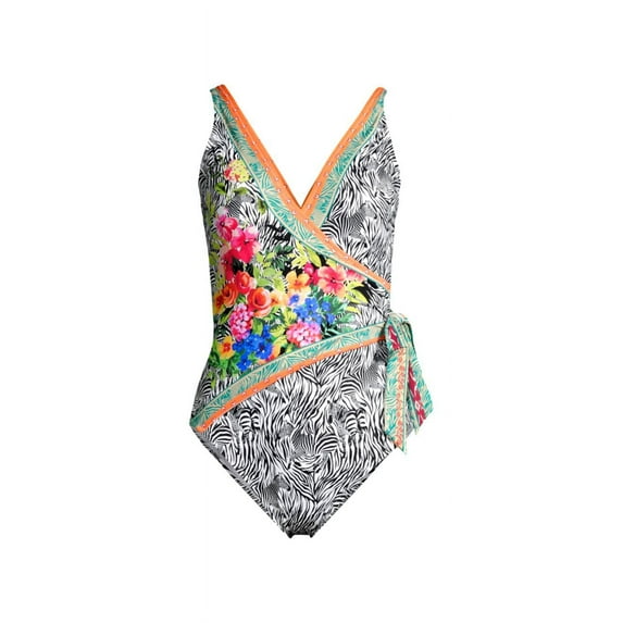 Johnny Was Zebra Wrap One Piece Multi XS