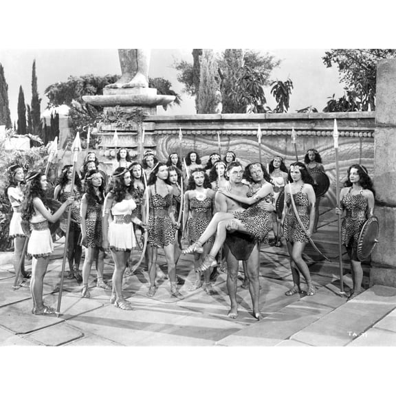 Johnny Weissmuller Bridal Carrying a Woman in Front of a Crowd in a Classic Movie Scene Photo Print (8 x 10)