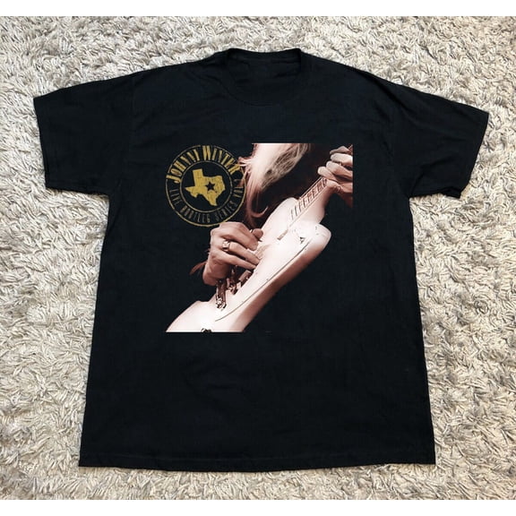 Johnny Winter Black Cotton All size S-3XL Gift For Fans T-shirt RARE HD291