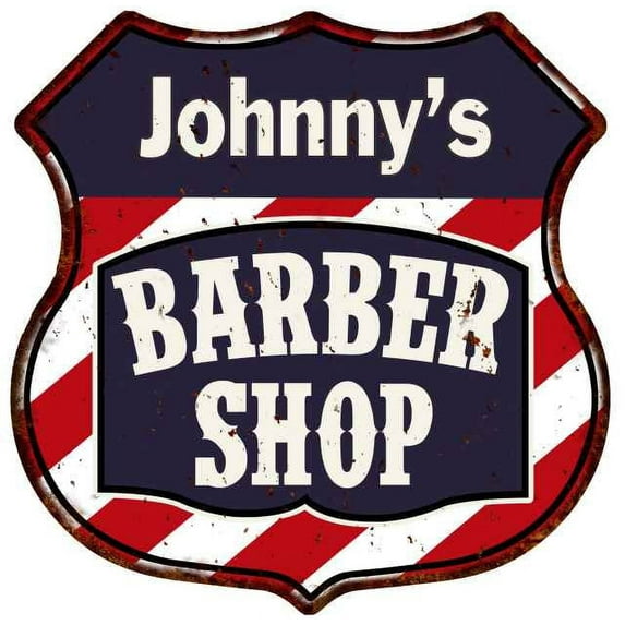 Johnny's Barber Shop Sign Shield Metal Gift Hair Gift 211110020100