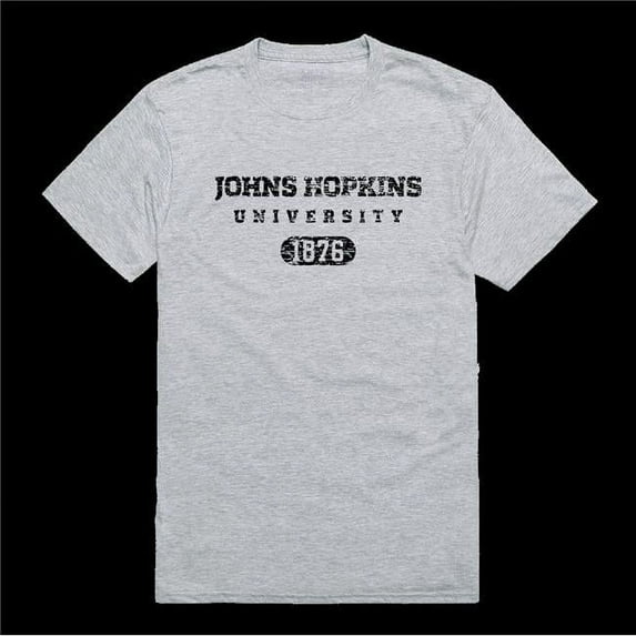 Johns Hopkins University Blue Jays Distressed Arch College T-Shirt, Heather Grey - Large