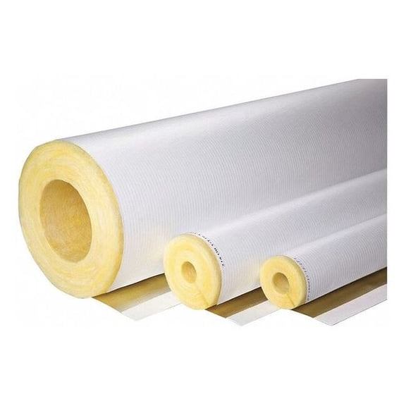 Johns Manville Pipe Insulation, 5/8" OD, 3 ft. L, Fiberglass, 1/2 in Wall 693685