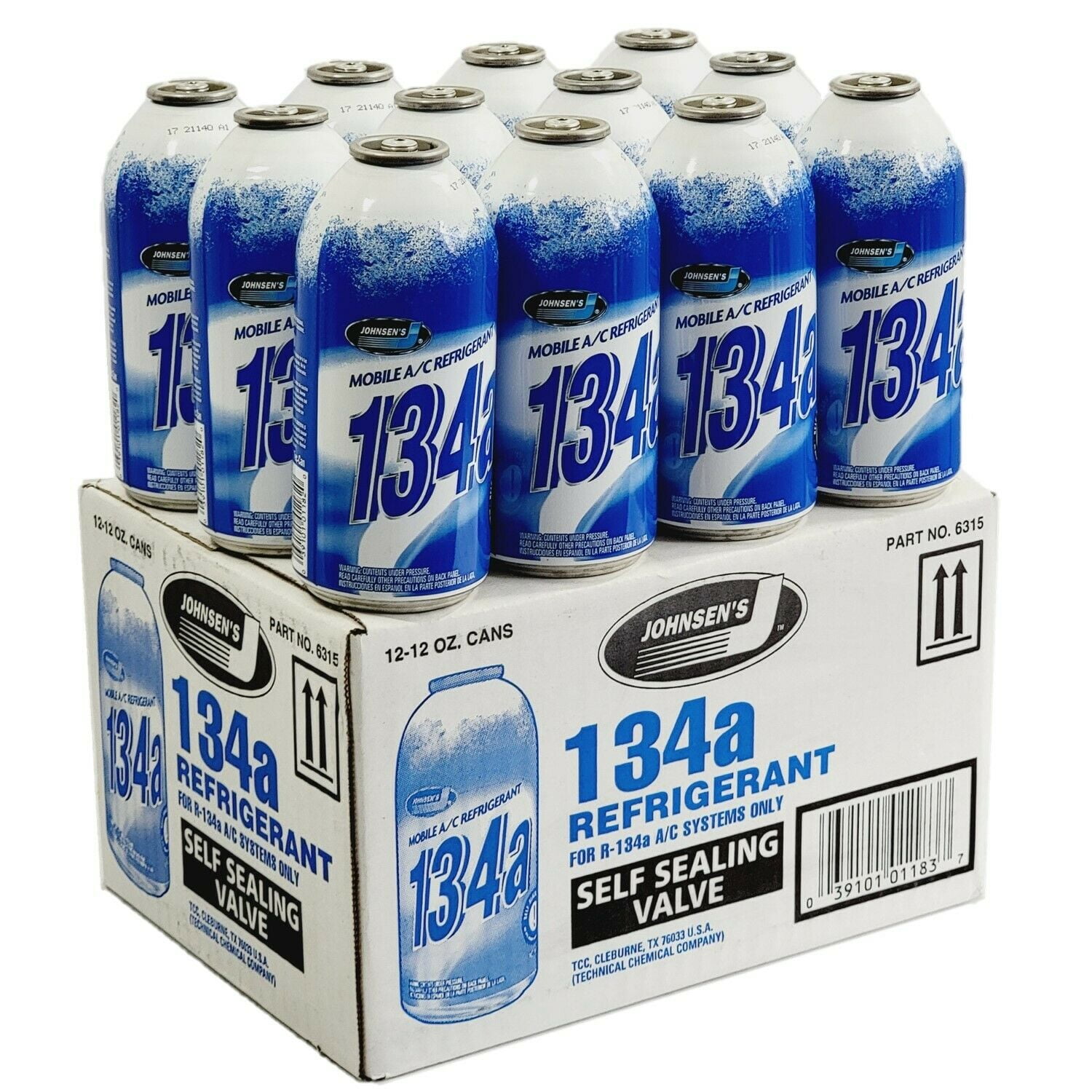Johnsen's R-134a Automotive A/C Refrigerant, 12 oz. (Pack of 12)  Made in USA