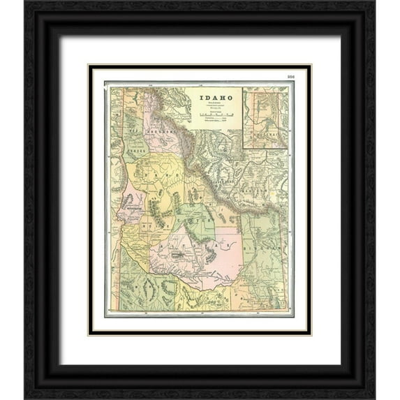 Johnson 12x14 Black Ornate Wood Framed with Double Matting Museum Art Print Titled - Idaho - Johnson 1888