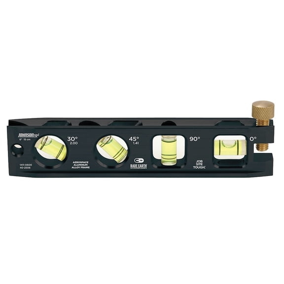 Johnson Level - 1411-0600 - Magnetic, Aluminum Torpedo Level, 6 Length, Top Read: Yes