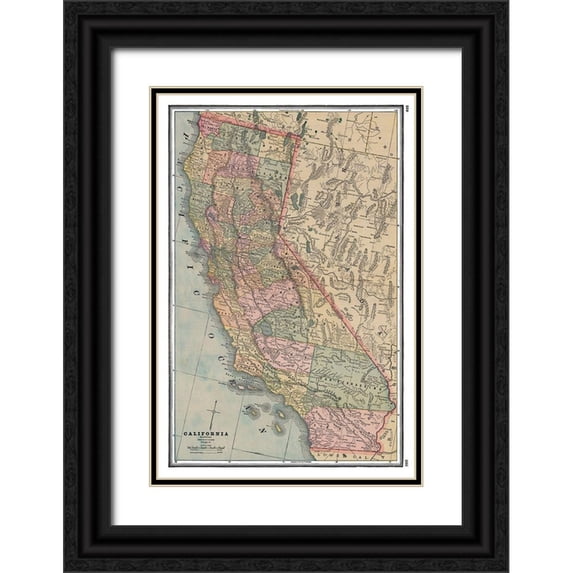 Johnson 17x24 Black Ornate Wood Framed with Double Matting Museum Art Print Titled - California - Johnson 1888