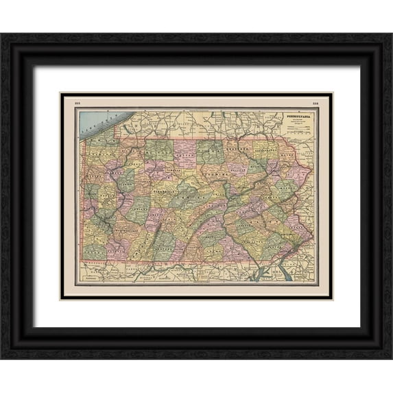 Johnson 18x14 Black Ornate Wood Framed with Double Matting Museum Art Print Titled - Pennsylvania - Johnson 1888