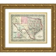 thumbnail image 1 of Johnson 18x15 Gold Ornate Wood Framed with Double Matting Museum Art Print Titled - Johnsons Map of Texas, 1 of 4