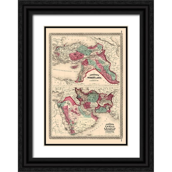 Johnson 18x24 Black Ornate Wood Framed with Double Matting Museum Art Print Titled - Middle East Turkey in Asia Persia Arabia