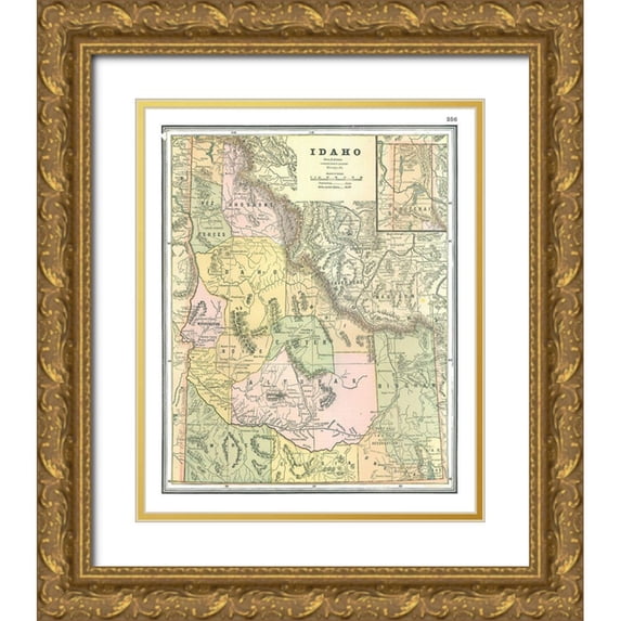 Johnson 20x24 Gold Ornate Wood Framed with Double Matting Museum Art Print Titled - Idaho - Johnson 1888
