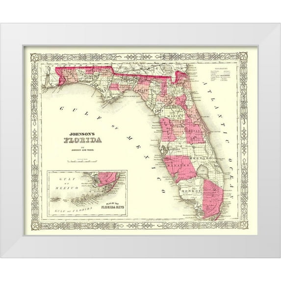 Johnson 31x26 White Modern Wood Framed Museum Art Print Titled - Florida - Johnson 1863