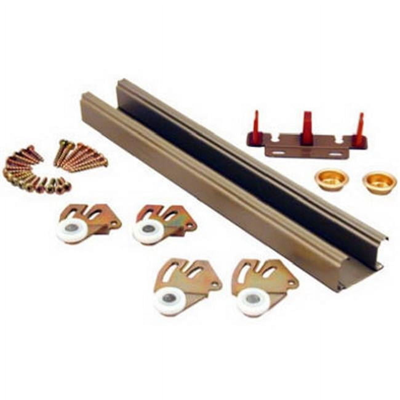 Johnson 48" Bronze Steel Bypass Door Hardware Set