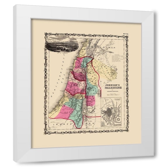 Johnson 4x14 White Modern Wood Framed Wall Art Titled - Palestine Israel - Johnson 1860