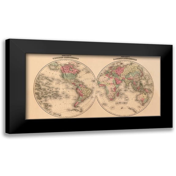 Johnson, A.J. 14x9 Black Modern Framed Museum Art Print Titled - Johnsons World Map
