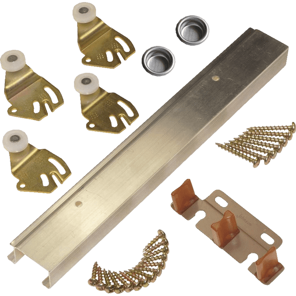 Johnson Aluminum Track Bypass Door Hardware Set - Single Pack Standard Mounting Hardware, Drop-In Replacement