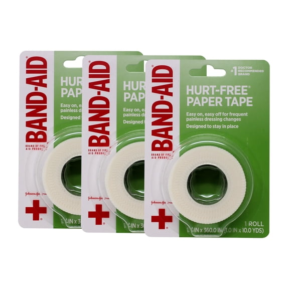 Johnson And Johnson Band Aid Paper Tape, Small 1 Inch X 10 Yards - 1 Ea, 3 Pack