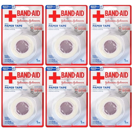 Johnson And Johnson Band Aid Paper Tape, Small 1 Inch X 10 Yards - 1 Ea, 6 Pack