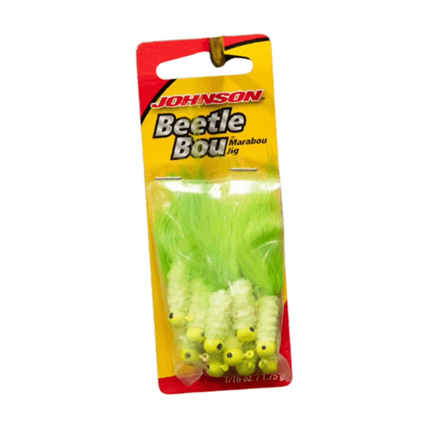 Johnson Beetle Bou Fishing Lure, Chartreuse, 2 in