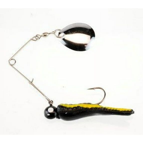 Johnson Original Beetle Spin Fishing Lure, Black/Yellow Stripe, 2 in