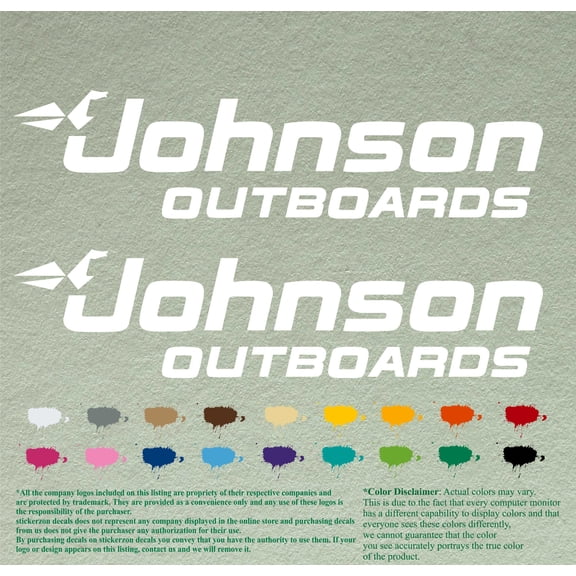 Johnson Boats Compatible Replacement Restoration Decals Vinyl Stickers Boat Outboard Motor Set of 2